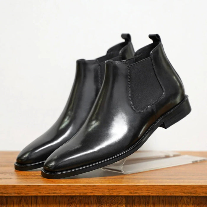 Mens Chelsea Boots with Elastic Panels and Almond Toe