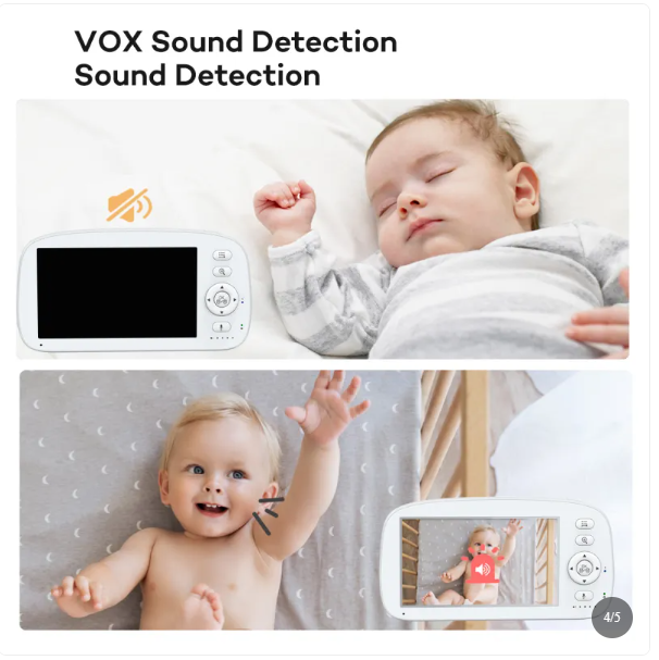 Baby Monitor with 5-Inch Display, Night Vision, Temperature Alerts and 1000ft Range