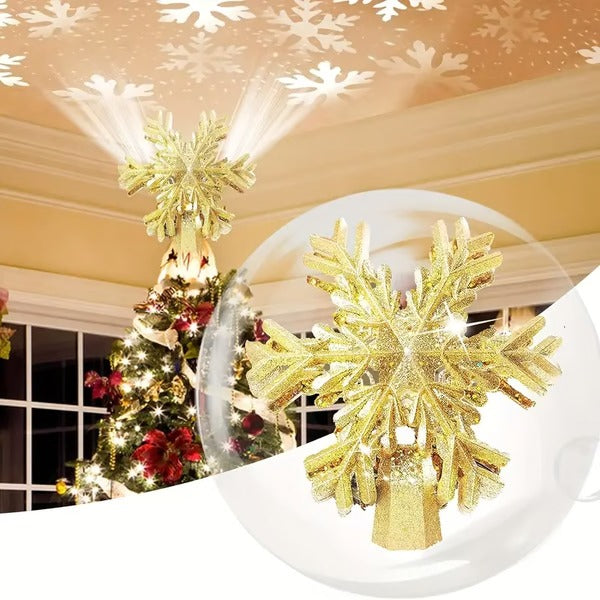 Christmas Tree Topper Lights With LED Snowflake Projector