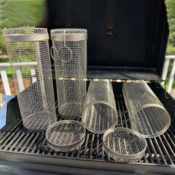 Stainless Steel Rolling BBQ Grill Basket