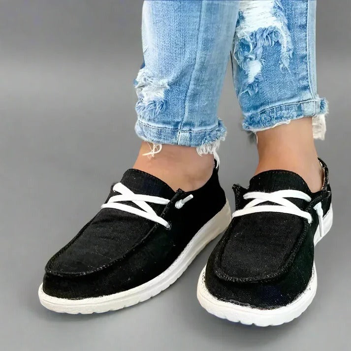 Havenholt Wide Fit Canvas Slip-On Shoes with Padded Footbed