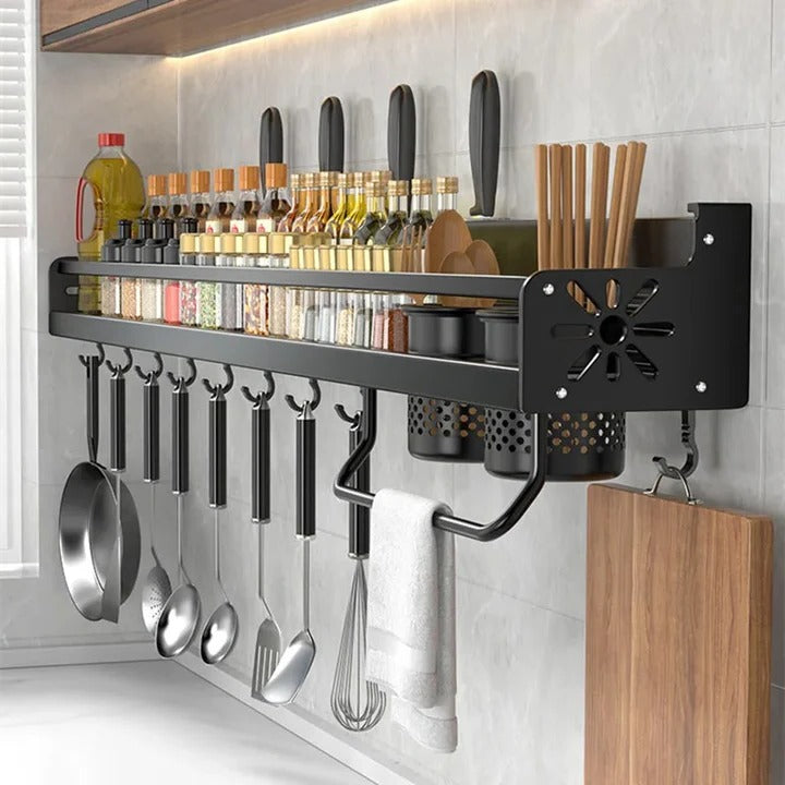 Havenholt Wall Mounted Kitchen Shelf with Hooks