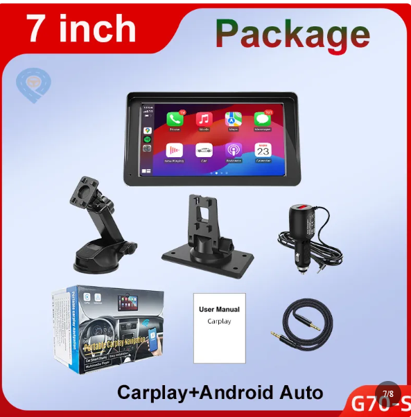 Portable 7 Inch Wireless CarPlay &amp; Android Auto Touchscreen Display