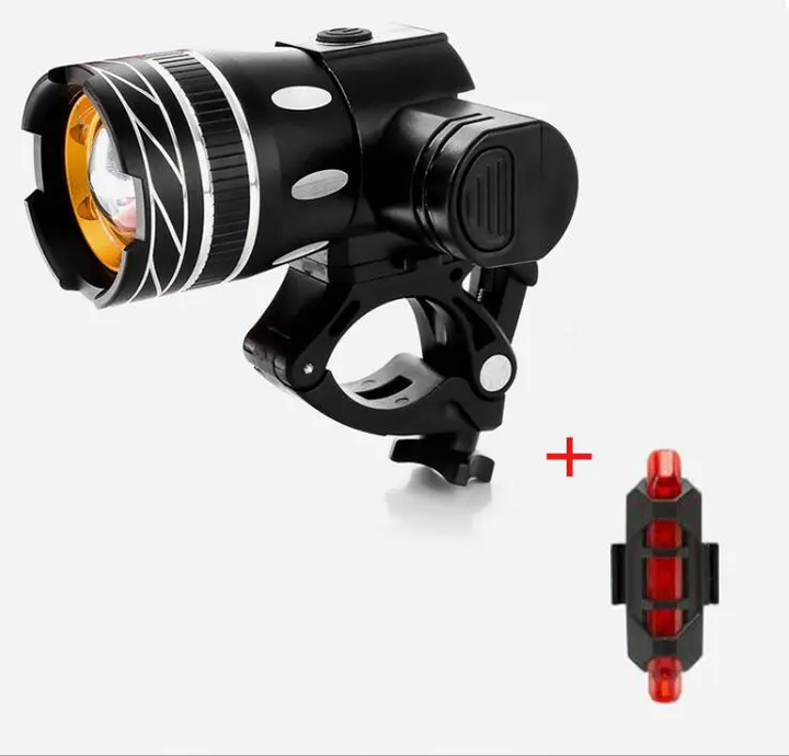 USB Rechargeable LED Bicycle Headlight and Rear Taillight Set for Road and Mountain Cycling