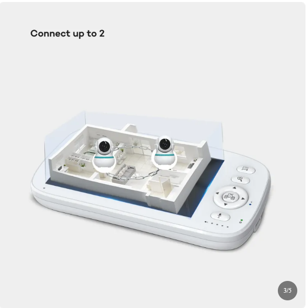 Baby Monitor with 5-Inch Display, Night Vision, Temperature Alerts and 1000ft Range