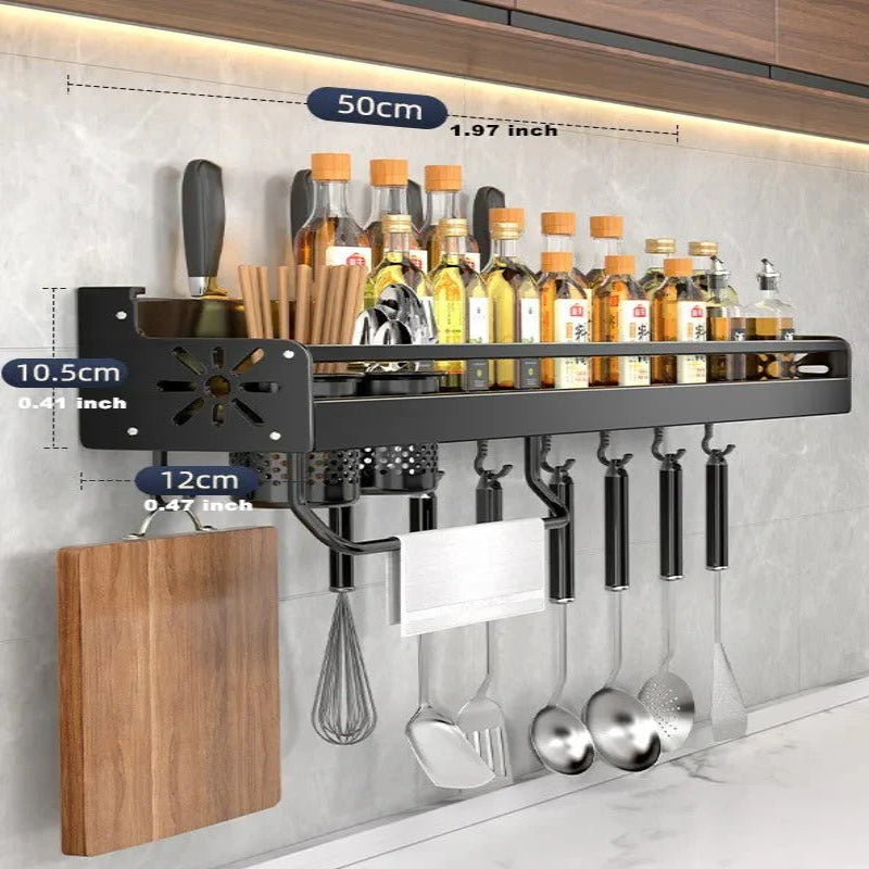 Havenholt Wall Mounted Kitchen Shelf with Hooks