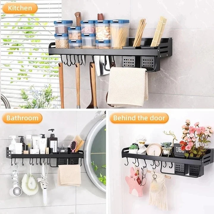 Havenholt Wall Mounted Kitchen Shelf with Hooks