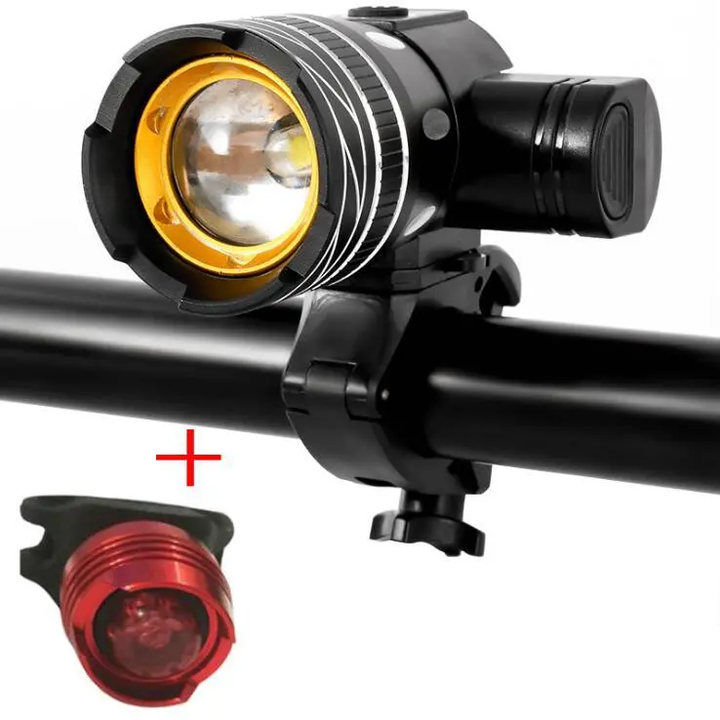 USB Rechargeable LED Bicycle Headlight and Rear Taillight Set for Road and Mountain Cycling