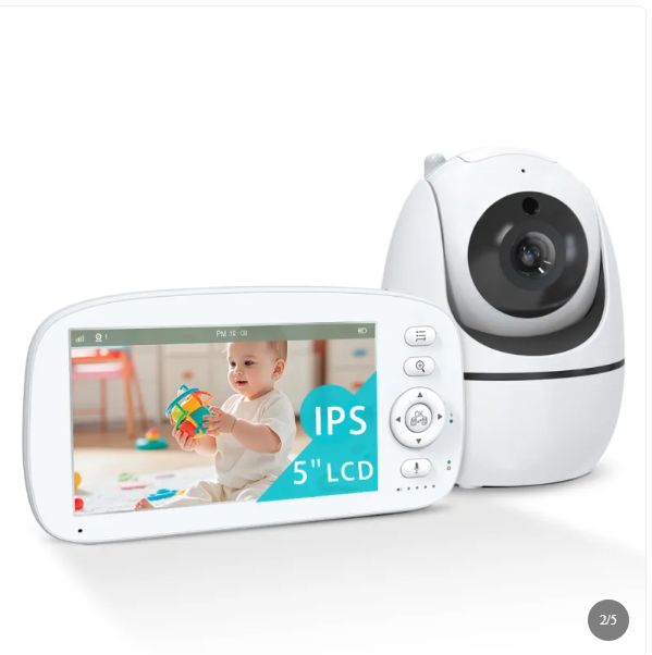 Baby Monitor with 5-Inch Display, Night Vision, Temperature Alerts and 1000ft Range