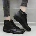 Havenholt Leather-Look Chunky Heel Ankle Boots with Side Zip