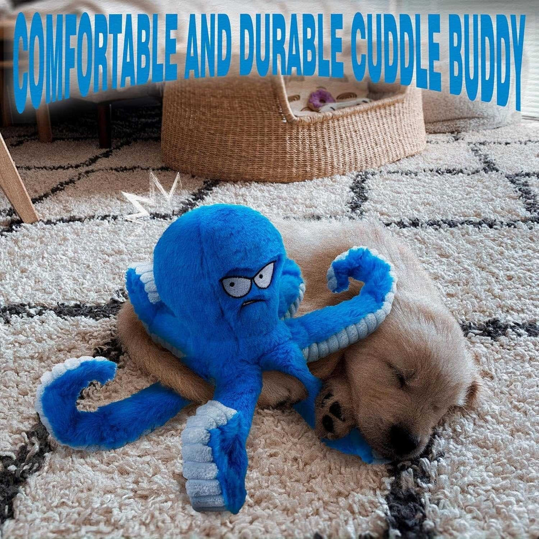 Durable Squeaky Octopus Dog Toy with Crinkle Texture for Chewing