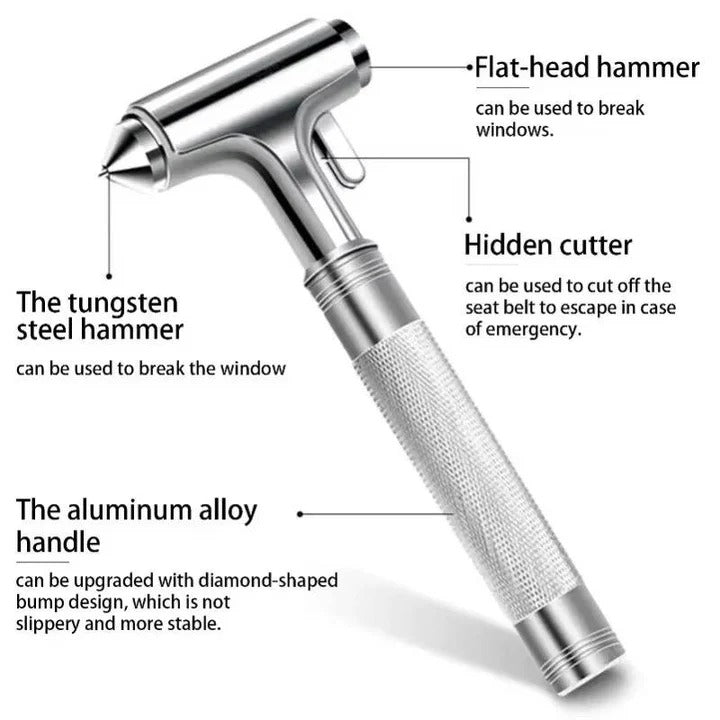Car Escape Tool with Window Breaker and Seatbelt Cutter
