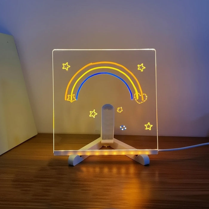 USB Powered LED Acrylic Message Board, Erasable Drawing Surface for Kids