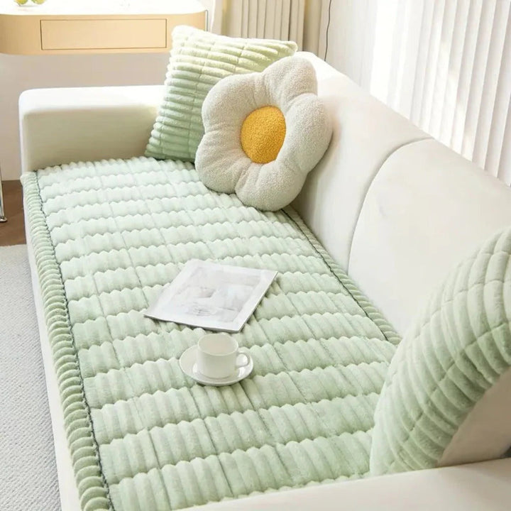 Havenholt Plush Sofa Cover with Pleated Edge