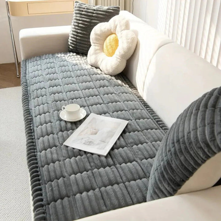 Havenholt Plush Sofa Cover with Pleated Edge