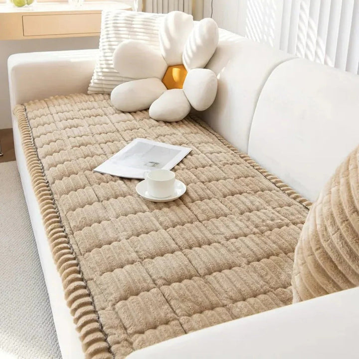 Havenholt Plush Sofa Cover with Pleated Edge