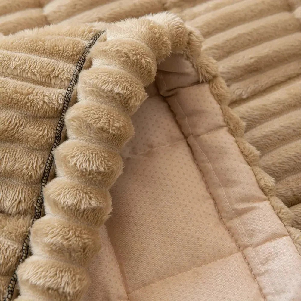 Havenholt Plush Sofa Cover with Pleated Edge