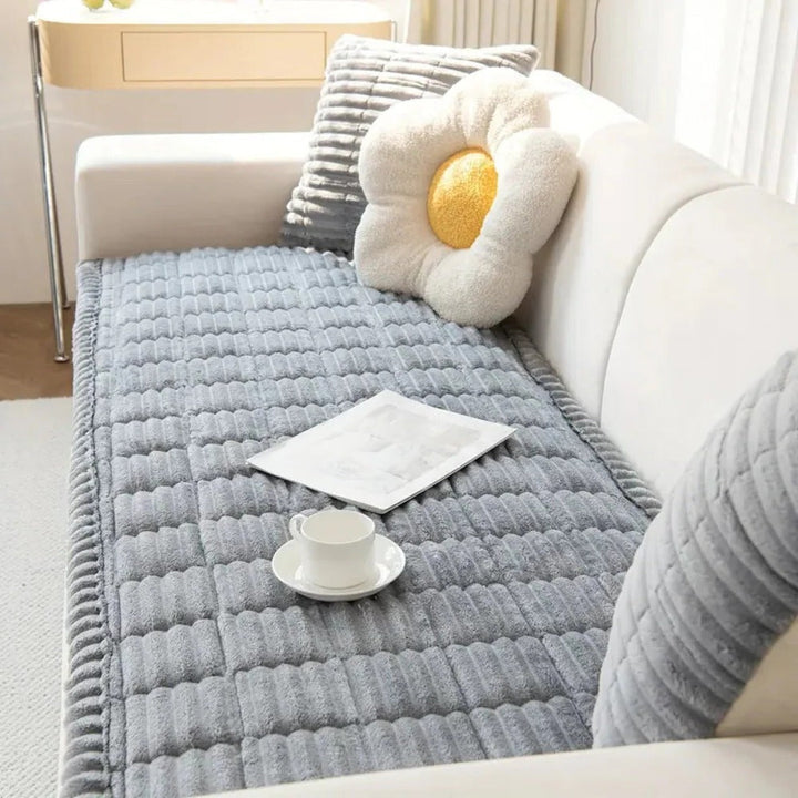 Havenholt Plush Sofa Cover with Pleated Edge