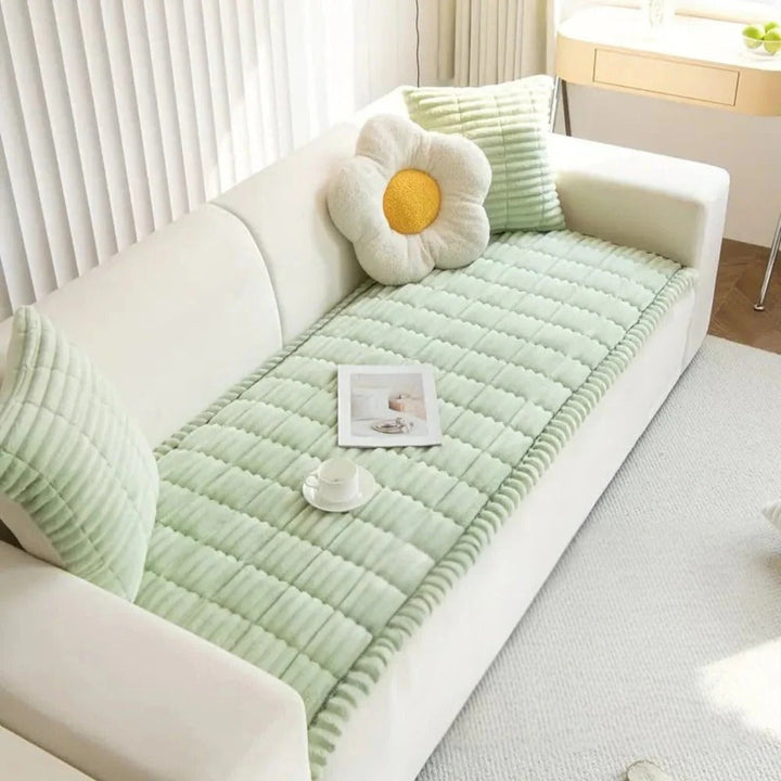 Havenholt Plush Sofa Cover with Pleated Edge