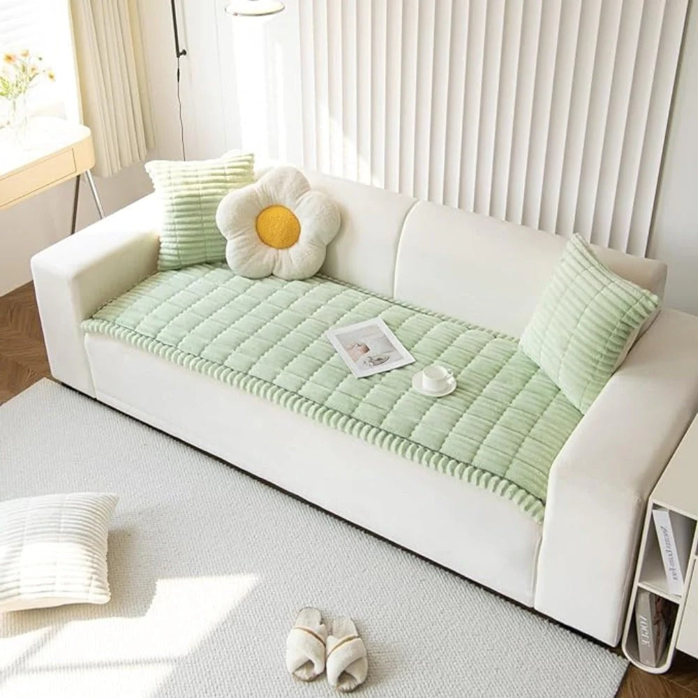 Havenholt Plush Sofa Cover with Pleated Edge
