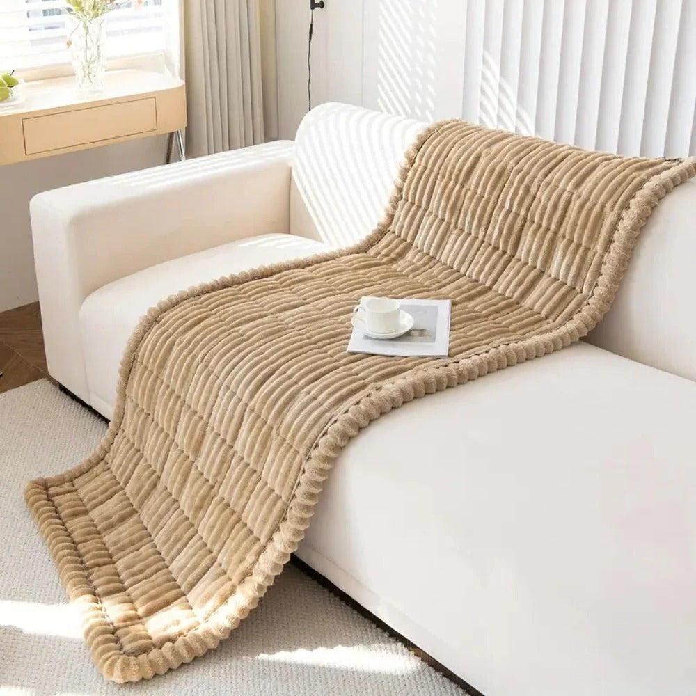 Havenholt Plush Sofa Cover with Pleated Edge