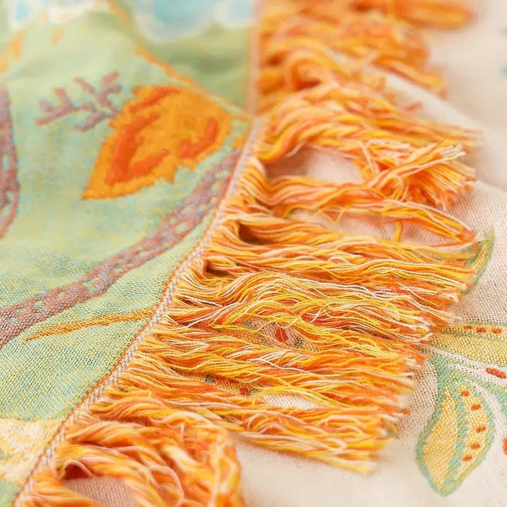 Havenholt Cotton Boho Throw with Floral Pattern