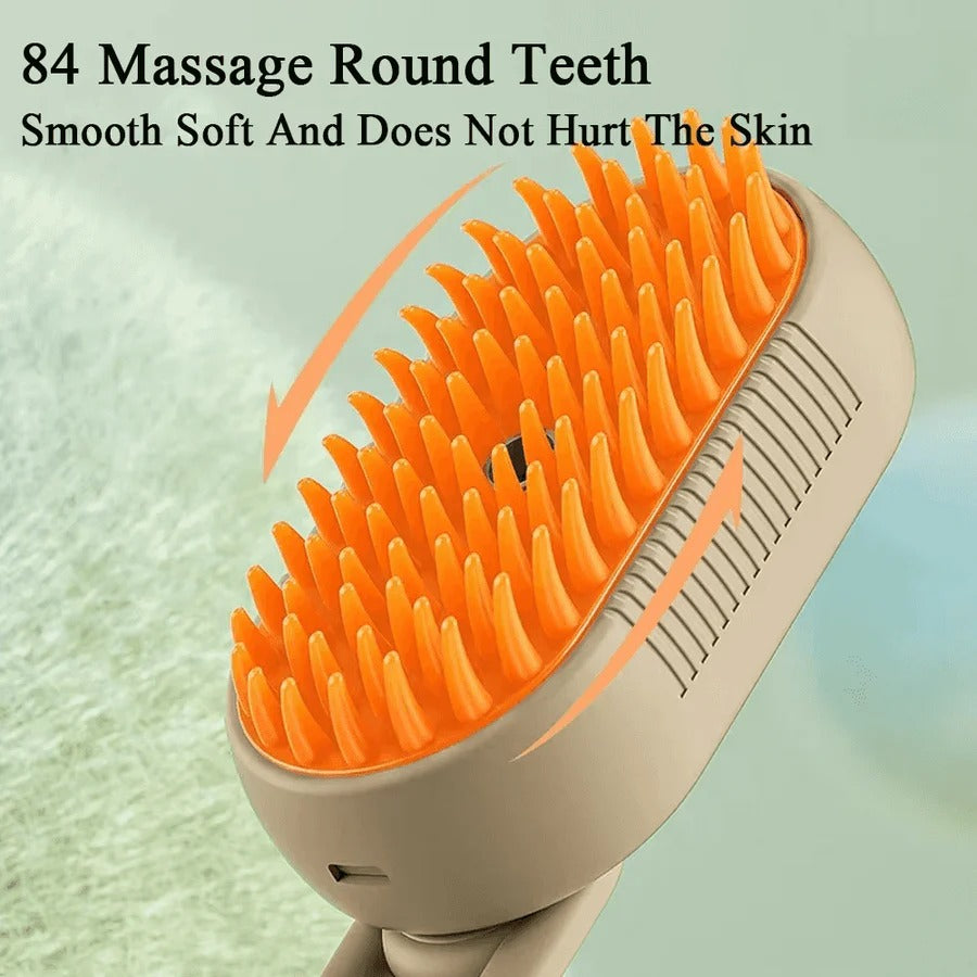 Steam Grooming Brush for Pets with Spray Function and Hair Removal Comb