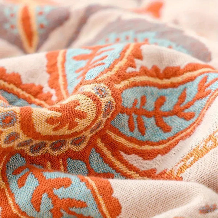 Havenholt Cotton Boho Throw with Floral Pattern