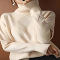Oversized Cashmere Jumper with 3D Diamond Knit Pattern for Women