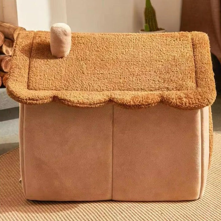 Indoor Cat House with Plush Cushion