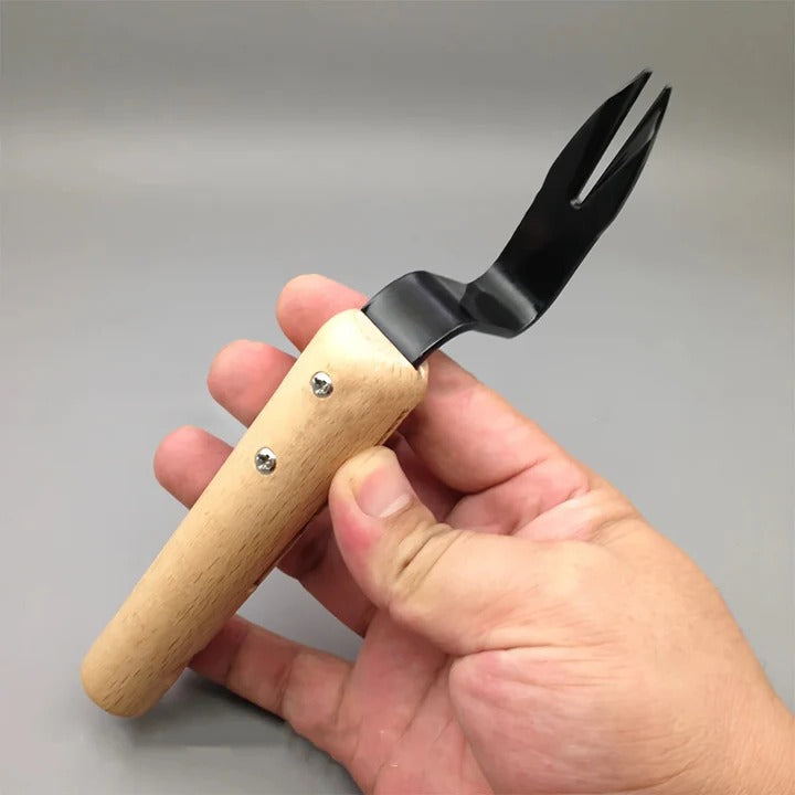Stainless Steel Weed Puller Tool with Wooden Handle