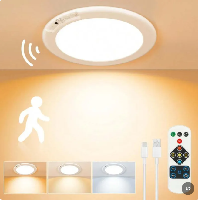 Rechargeable LED Ceiling Light with Motion Sensor