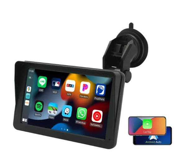 Portable 7 Inch Wireless CarPlay &amp; Android Auto Touchscreen Display