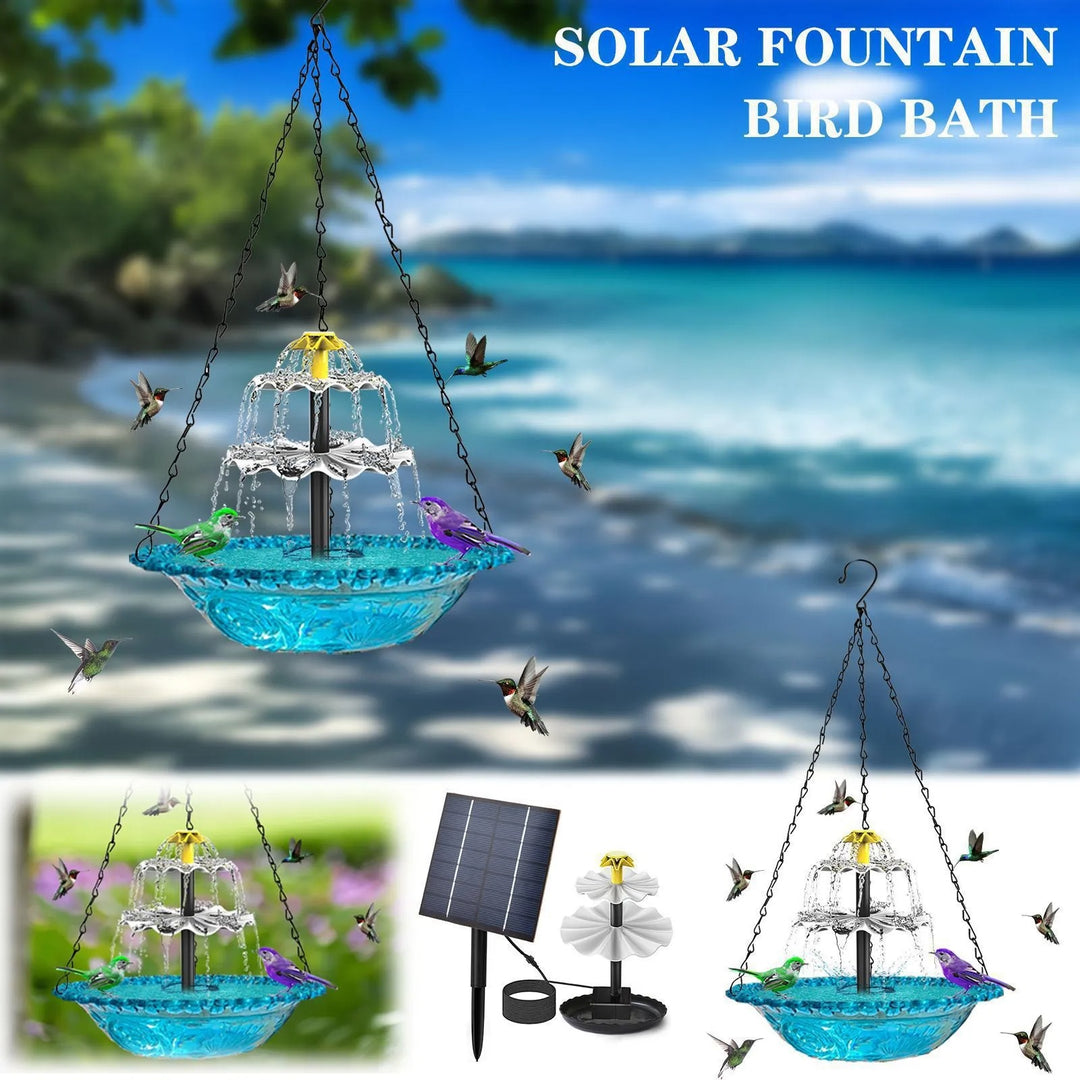 Hanging Solar-Powered Fountain Bird Bath