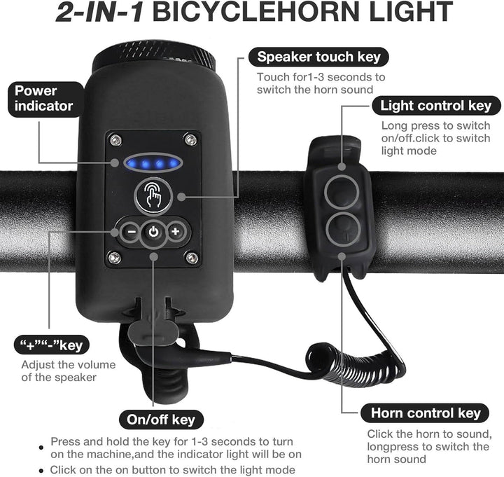 Havenholt IPX5 Waterproof Bike Horn with Floodlight