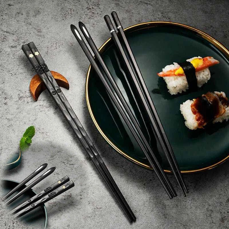 Havenholt Reusable Non-Slip Alloy Chopsticks, 5 Pairs