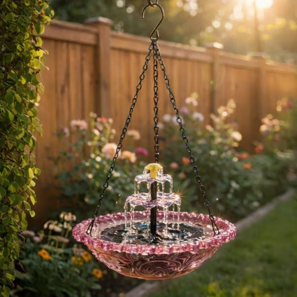 Hanging Solar-Powered Fountain Bird Bath