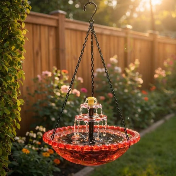 Hanging Solar-Powered Fountain Bird Bath