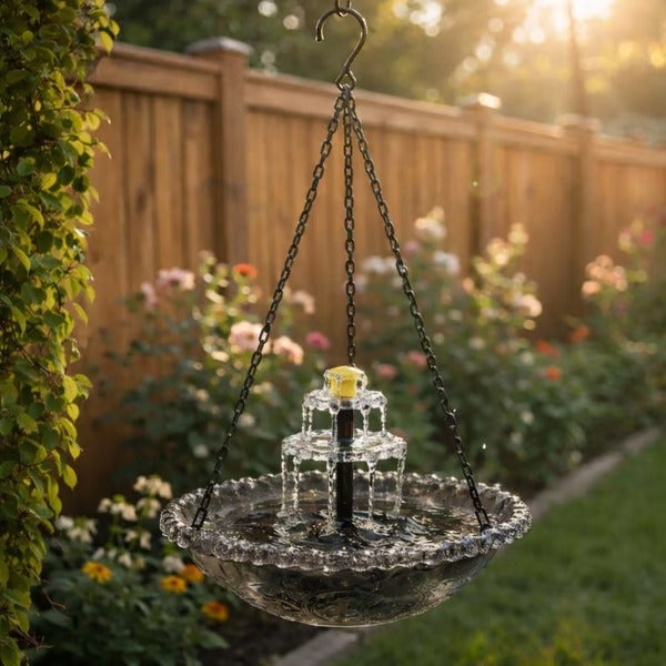Hanging Solar-Powered Fountain Bird Bath