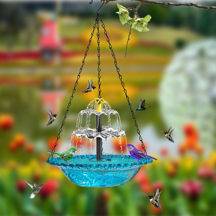 Hanging Solar-Powered Fountain Bird Bath