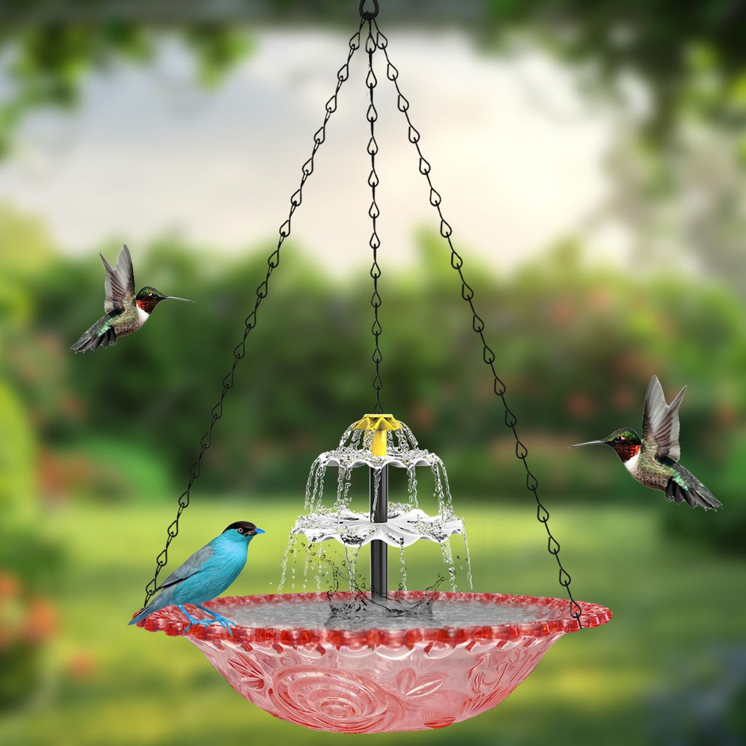Hanging Solar-Powered Fountain Bird Bath