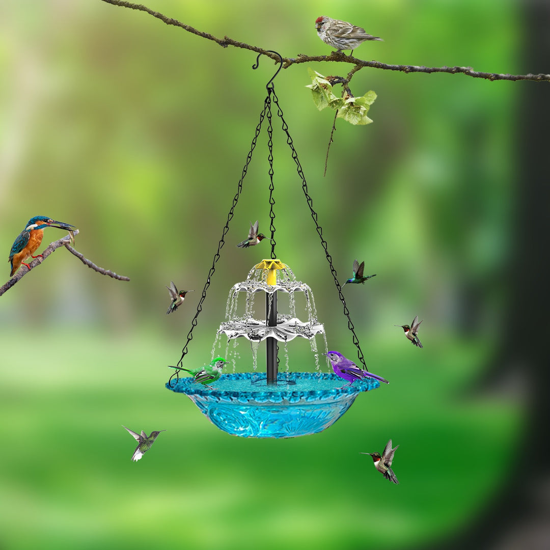 Hanging Solar-Powered Fountain Bird Bath