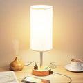 Havenholt Wooden Bedside Lamp with USB-C and Plug Socket