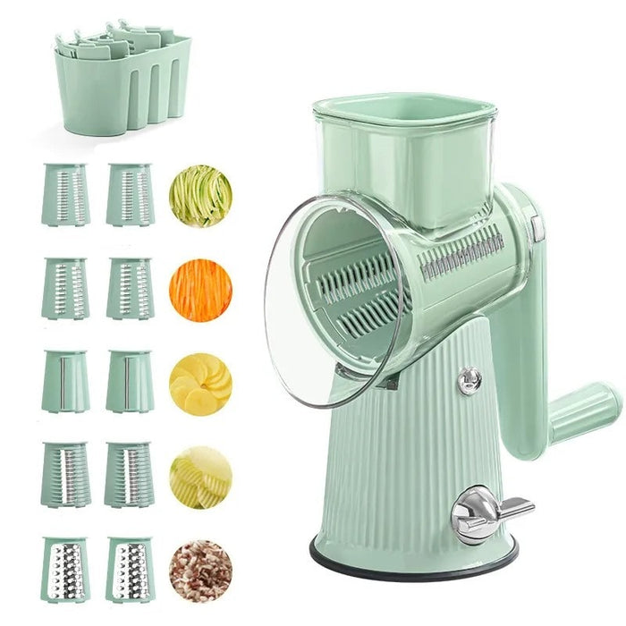 Manual Vegetable Grater with Protected Blade Chamber and Multiple Grating Options