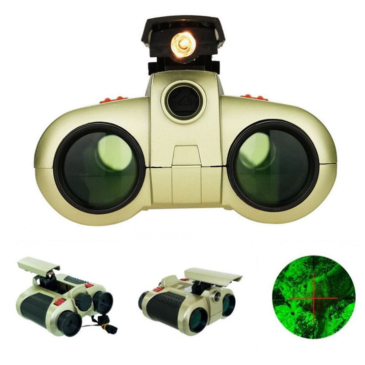 Kids Low-Light Binoculars with 4x Magnification and Popup Light, 25ft Range