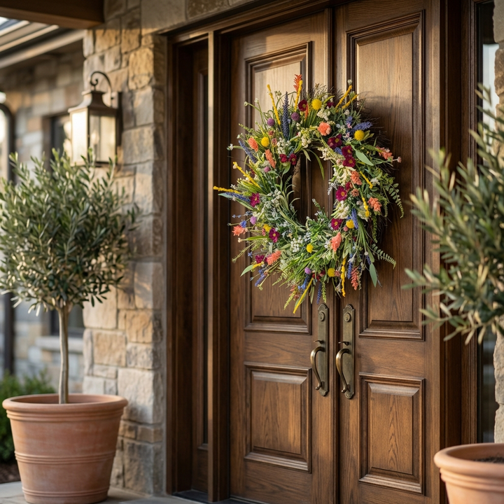 Havenholt Handcrafted Wildflower Wreath for Front Door