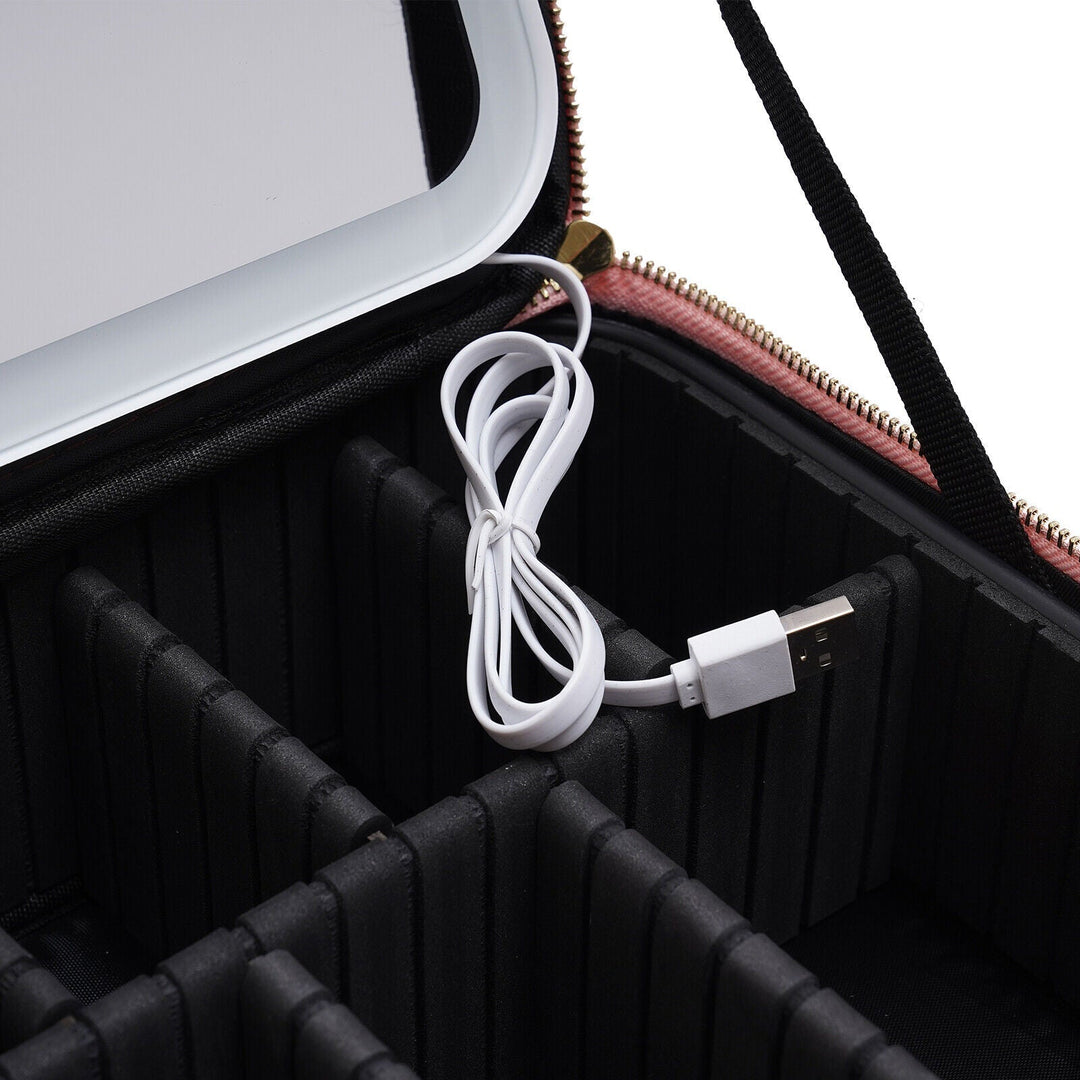 Havenholt Makeup Organiser Case with Adjustable LED Mirror
