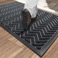 Chevron Doormat with Microfibre Dirt-Trap Surface and Non-Slip Rubber Backing, Low-Profile